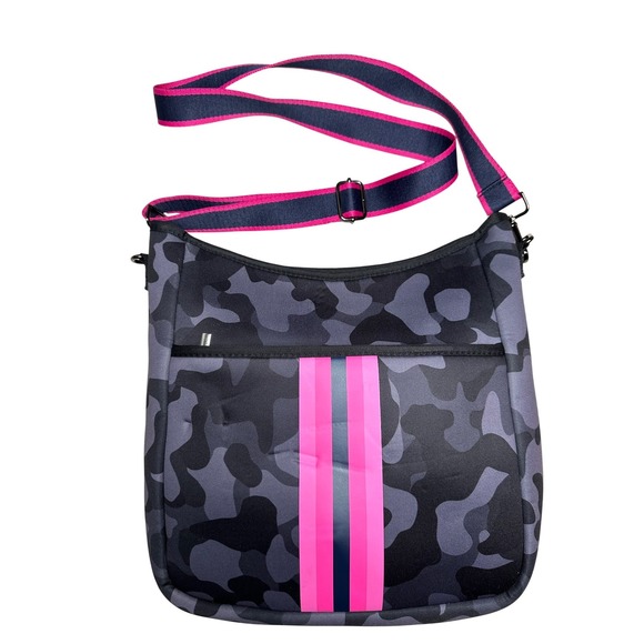 Parker & Hyde Handbags - Parker Hyde Camo‎ Neoprene Crossbody Bag Pink Stripe Adjustable Strap